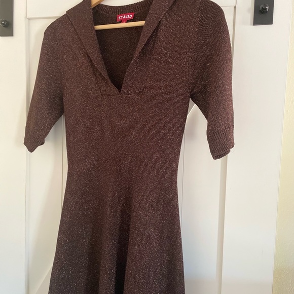 Staud Brown Metallic Breck dress - Picture 10 of 10